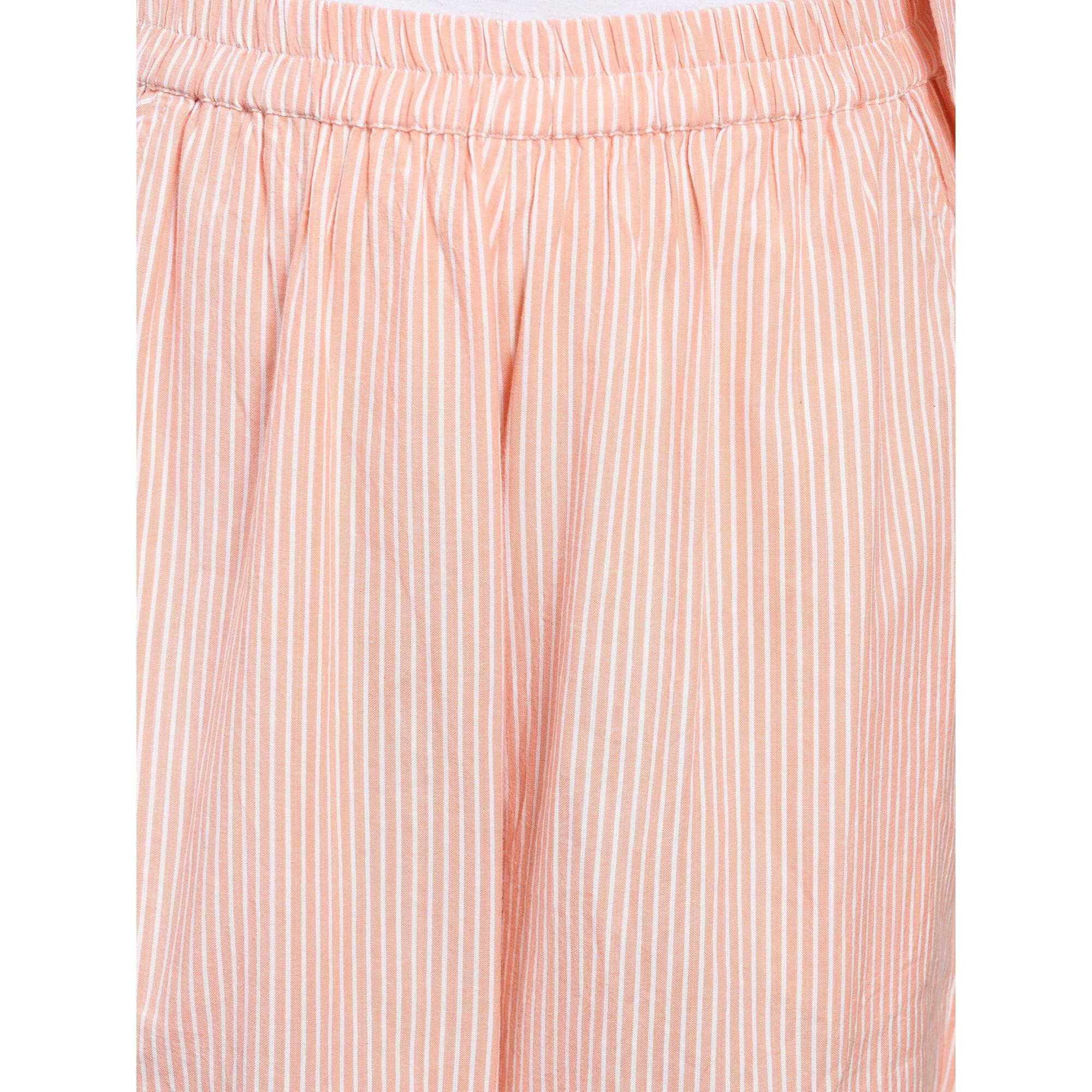 Women's Coordinated Set WIth Floral Embroidered Long Sleeve Tunic And Matching Pants In Stripes
